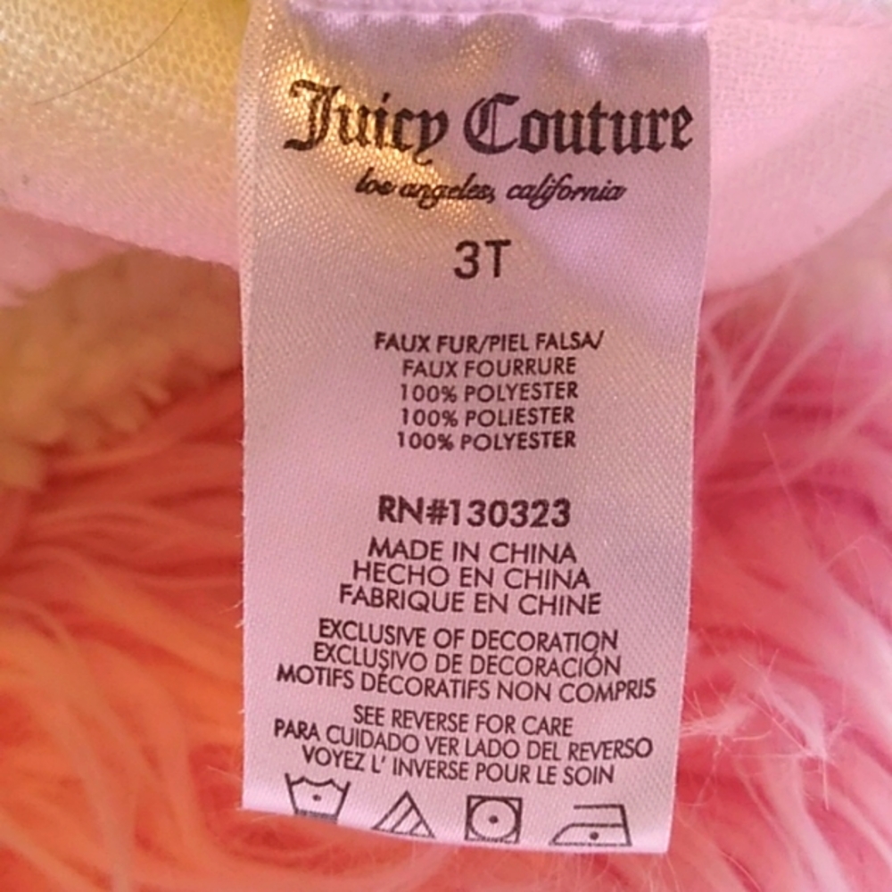 ❤️Juicy Couture Faux Fur Hooded Jacket. White with Gold. Sz 3T - Picture 4 of 7